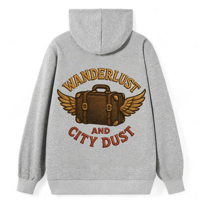 Wanderlust And City Dust  - Classic Pullover Hoodie - Grey