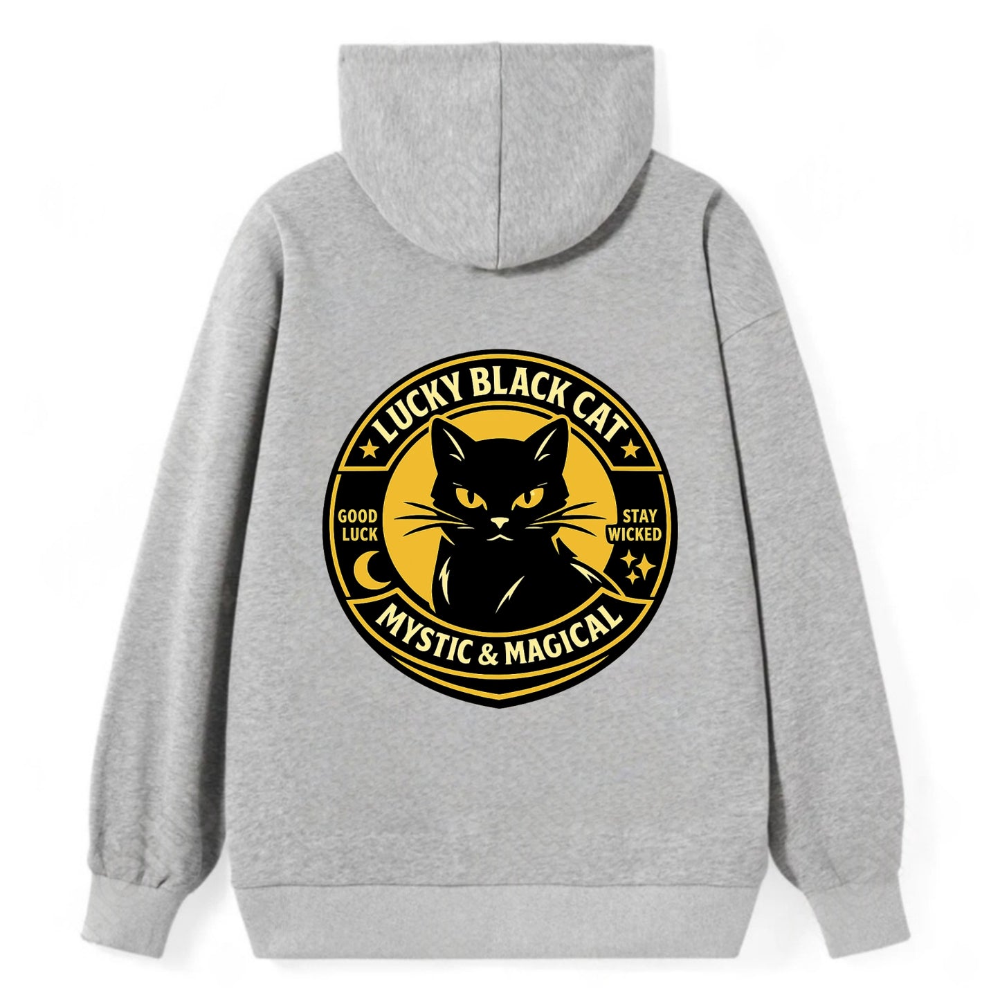 Mystic Feline Emblem - Classic Pullover Hoodie - Grey