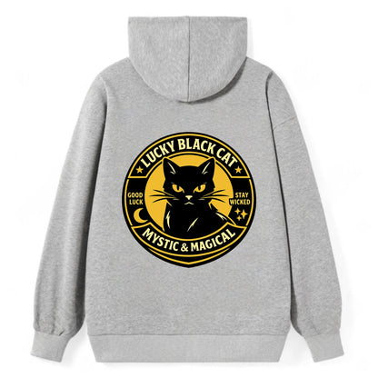 Mystic Feline Emblem - Classic Pullover Hoodie - Grey