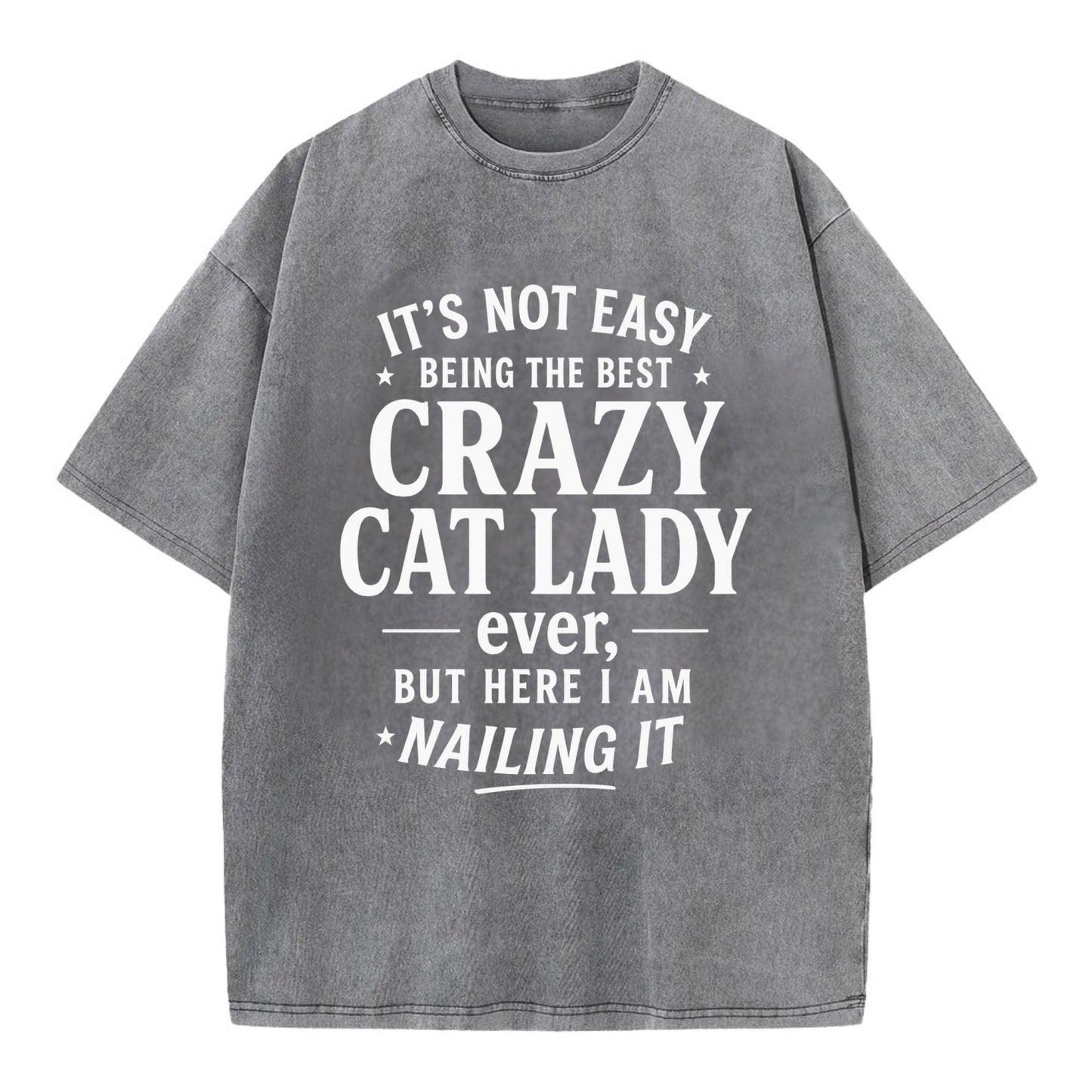 It's not easy being the best CRAZY CAT LADY ever, but here I am nailing it - Vintage T-shirt - Grey