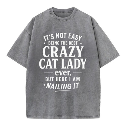 It's not easy being the best CRAZY CAT LADY ever, but here I am nailing it - Vintage T-shirt - Grey