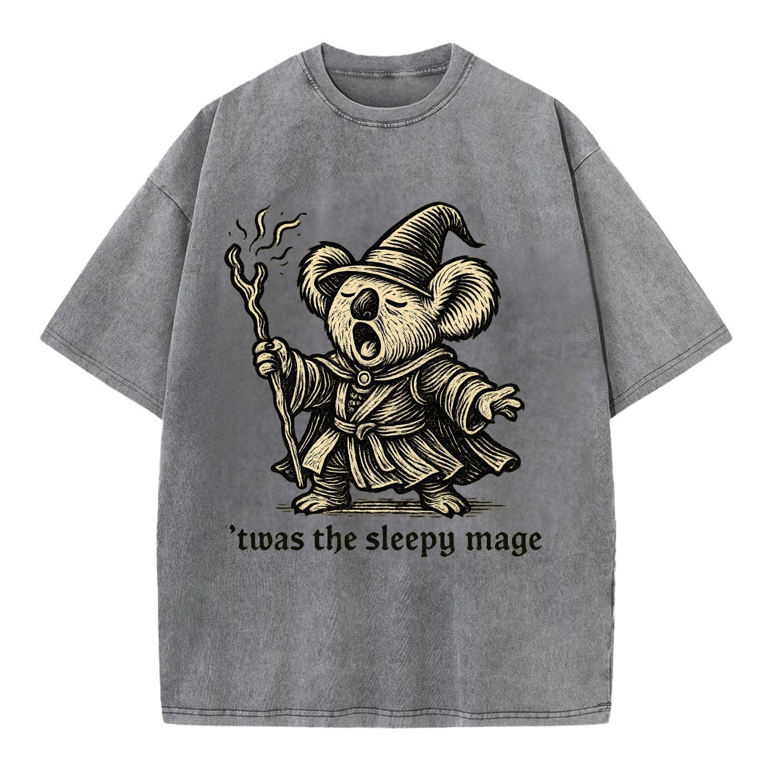 Koala Sleepy Mage  - Vintage T-shirt - Grey