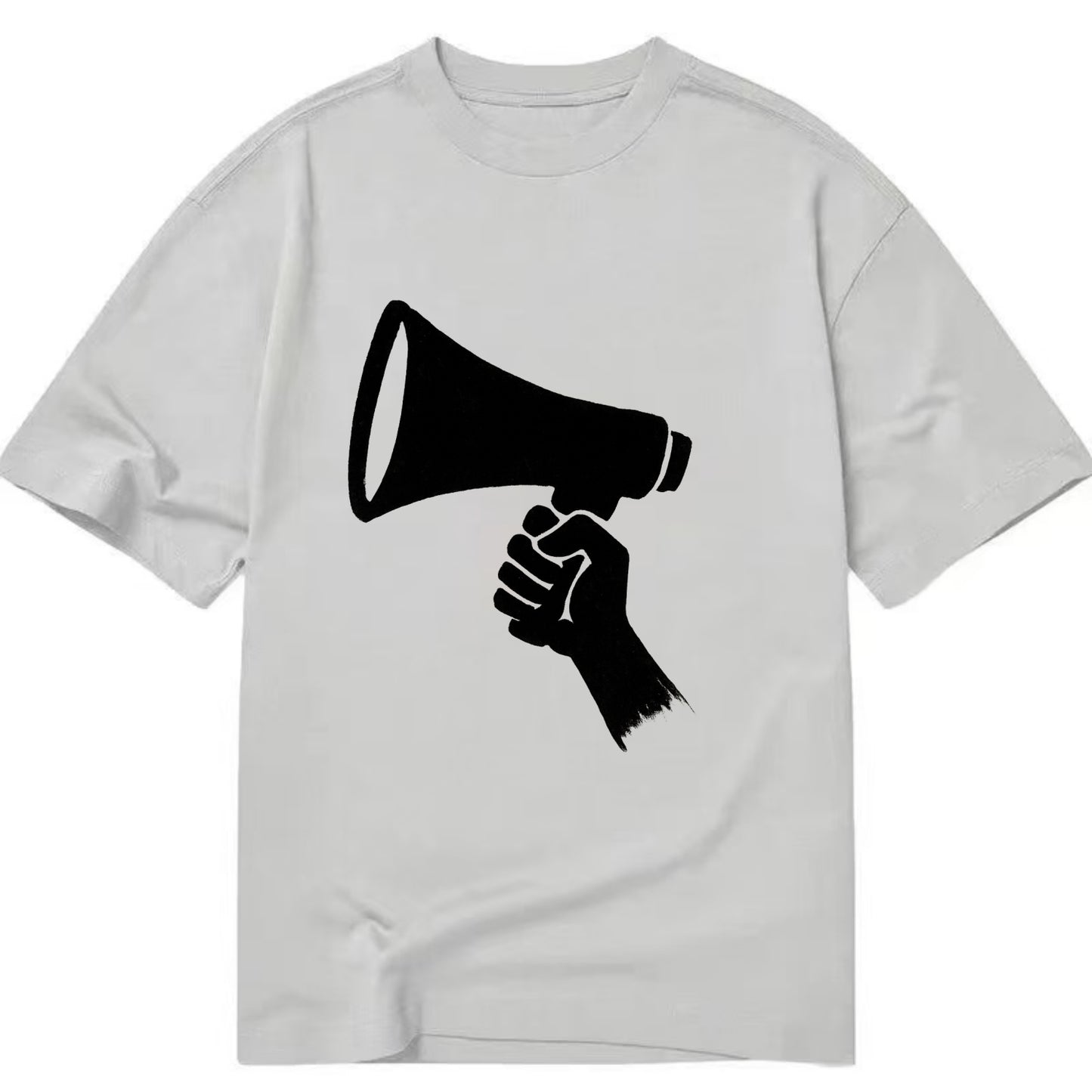 Megaphone silhouette - voice and protest ink brushwork - Classic T-shirt - Grey