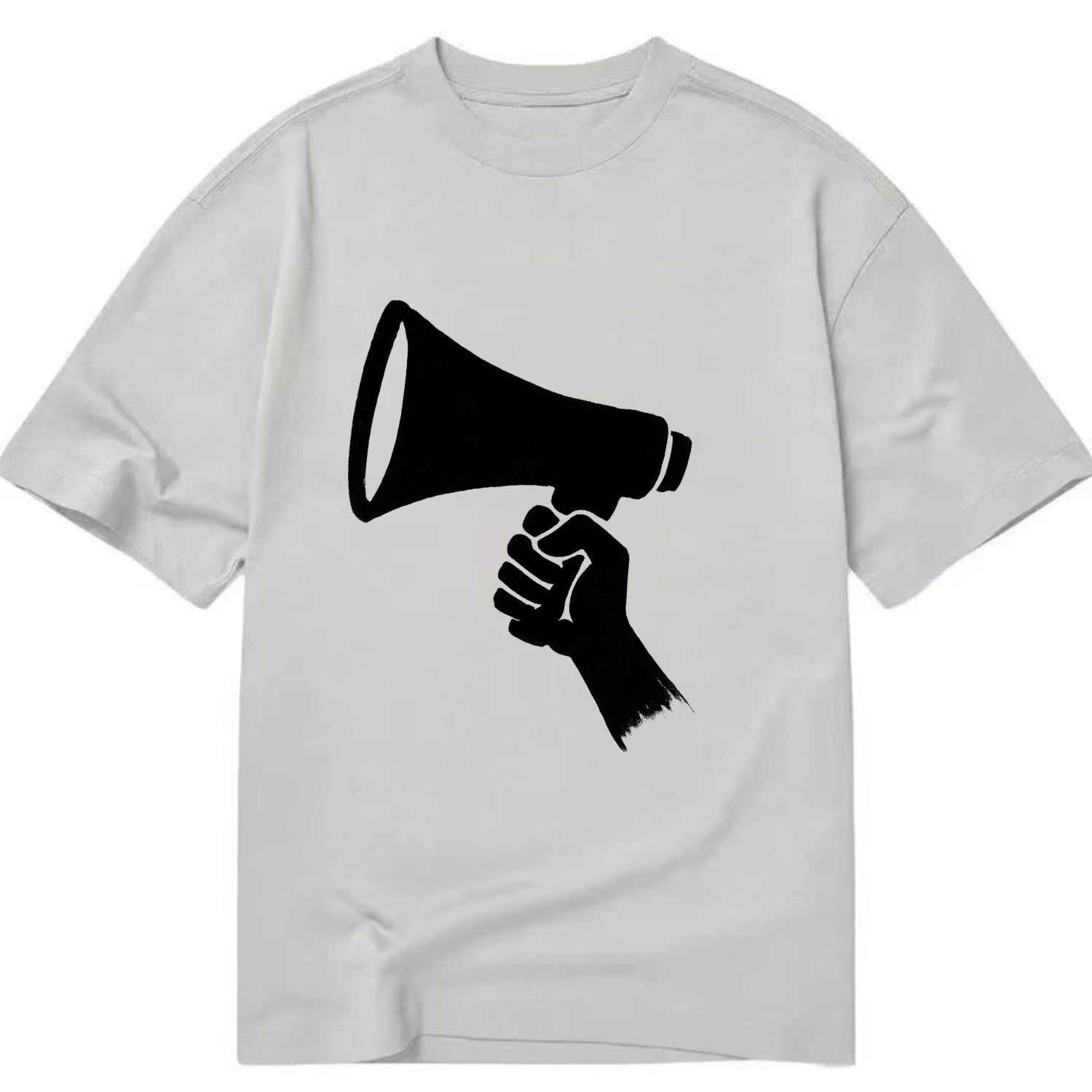 Megaphone silhouette - voice and protest ink brushwork - Classic T-shirt - Grey