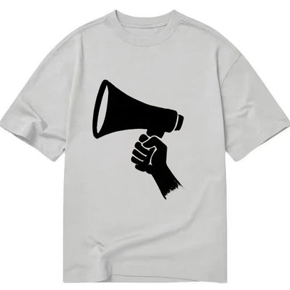 Megaphone silhouette - voice and protest ink brushwork - Classic T-shirt - Grey