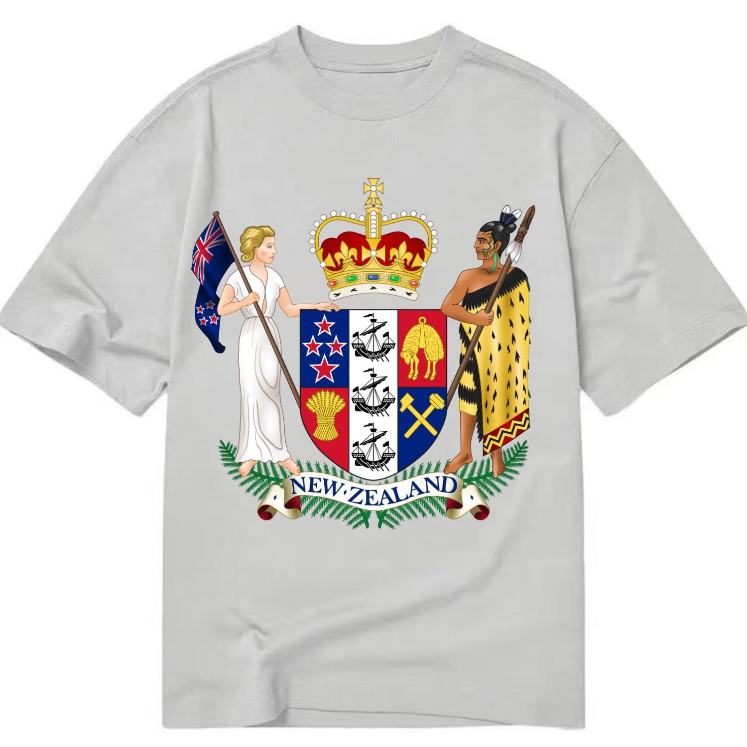 Coat Of Arms Of New Zealand - Classic T-shirt - Grey