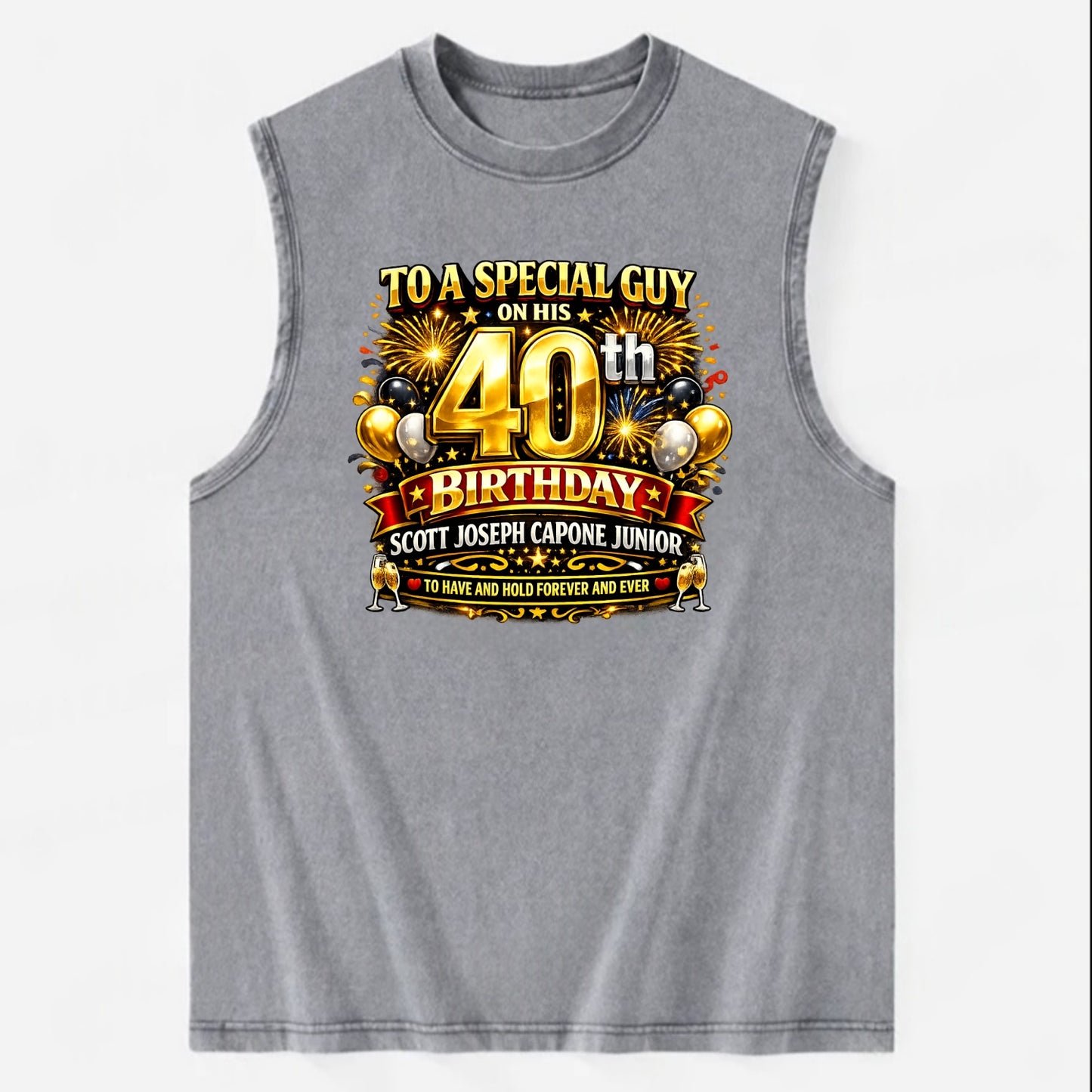 Special 40th Birthday - Vintage Washed Tank - Grey