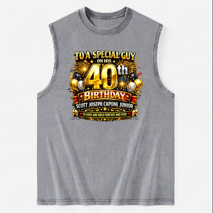Special 40th Birthday - Vintage Washed Tank - Grey