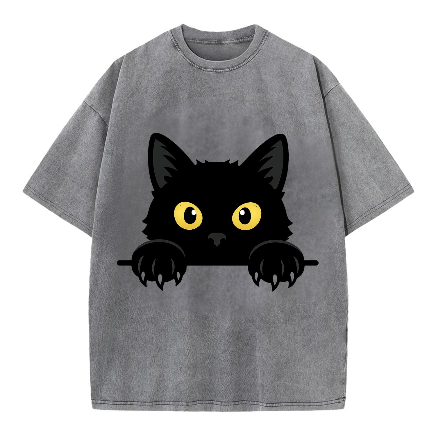 Black Cat  - Vintage T-shirt - Grey