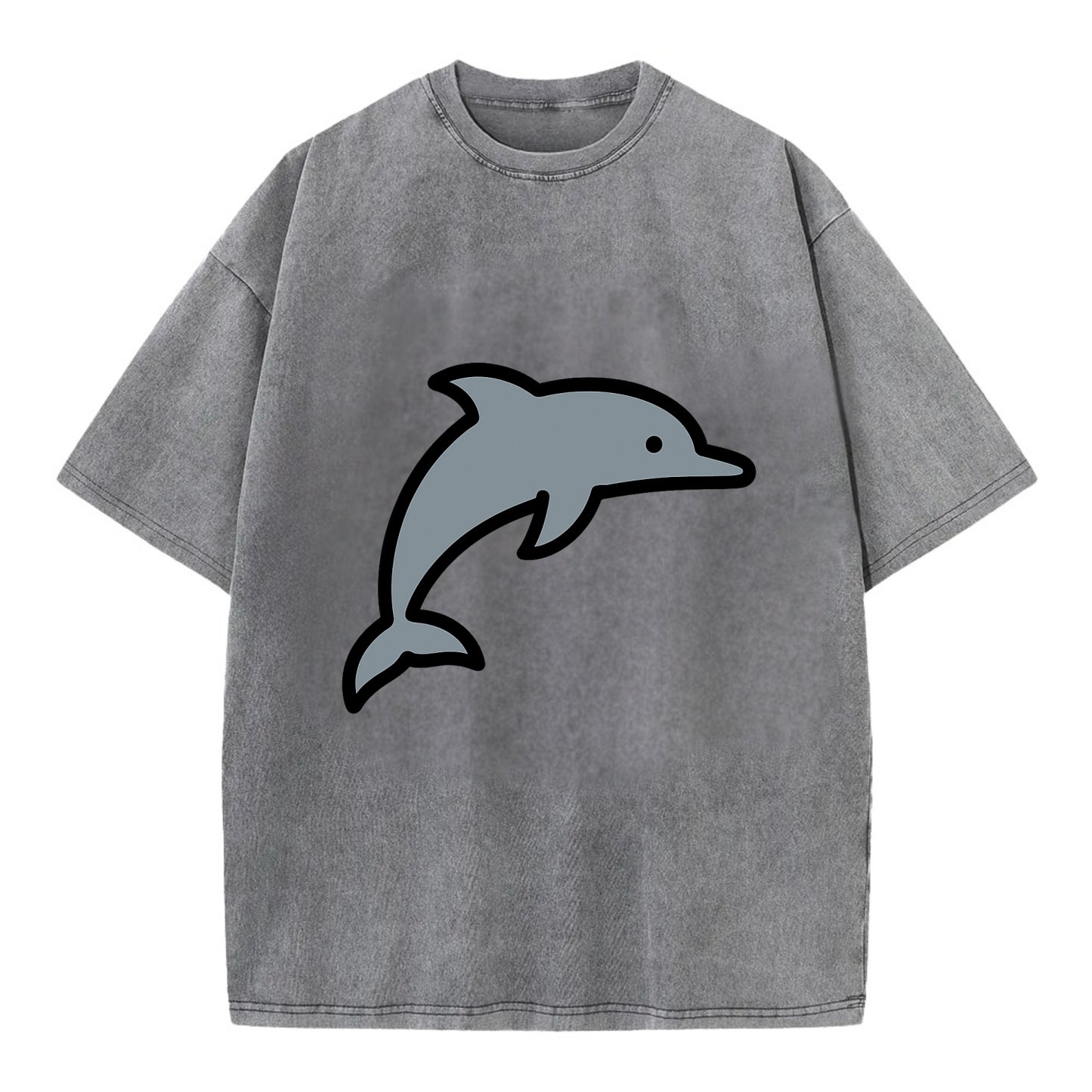 Bottlenose Dolphin - Gray jumping pose flat side profile - Vintage T-shirt - Grey