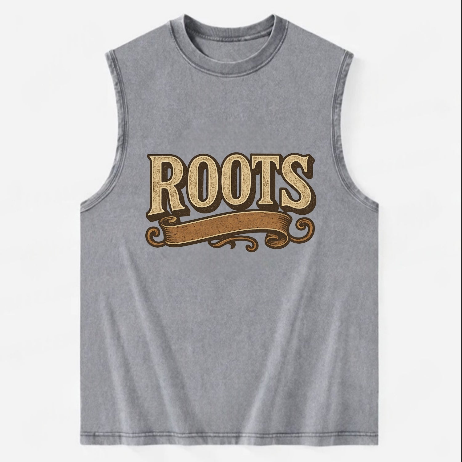 Bold typography design - "ROOTS" - where you come from, heritage - Vintage Washed Tank - Grey