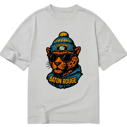 Baton Rouge Jaguar wearing Southern beanie with SU patch - Classic T-shirt - Grey