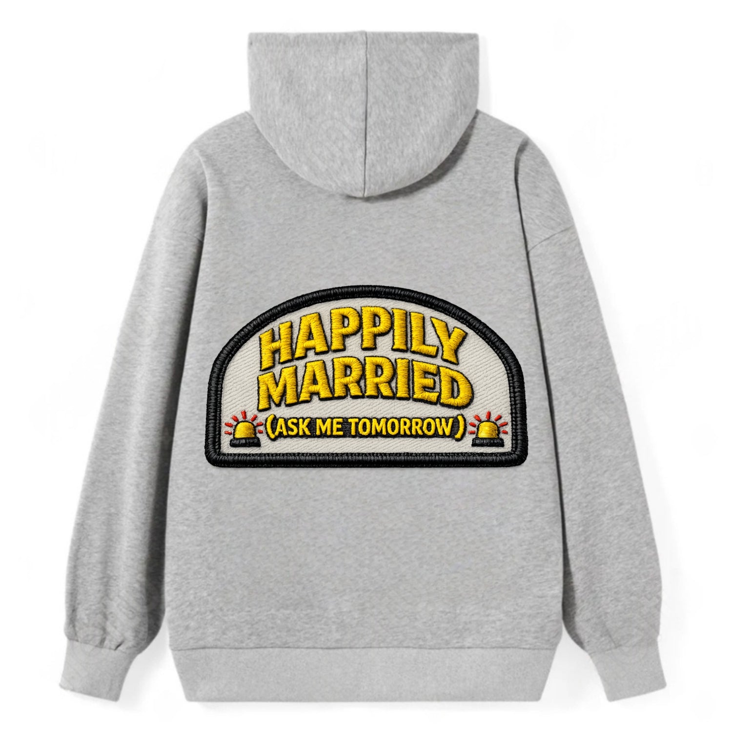HAPPILY MARRIED  - yellow ask tomorrow - yellow - marital flux - Classic Pullover Hoodie - Grey