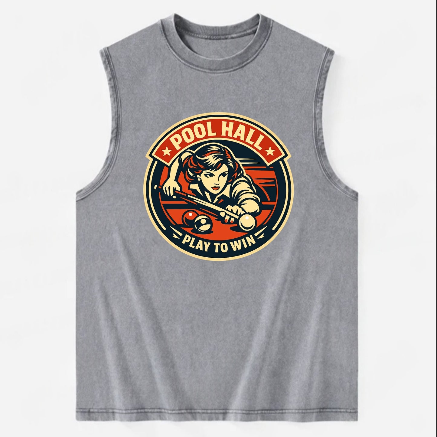 Cue Queen Emblem - Vintage Washed Tank - Grey