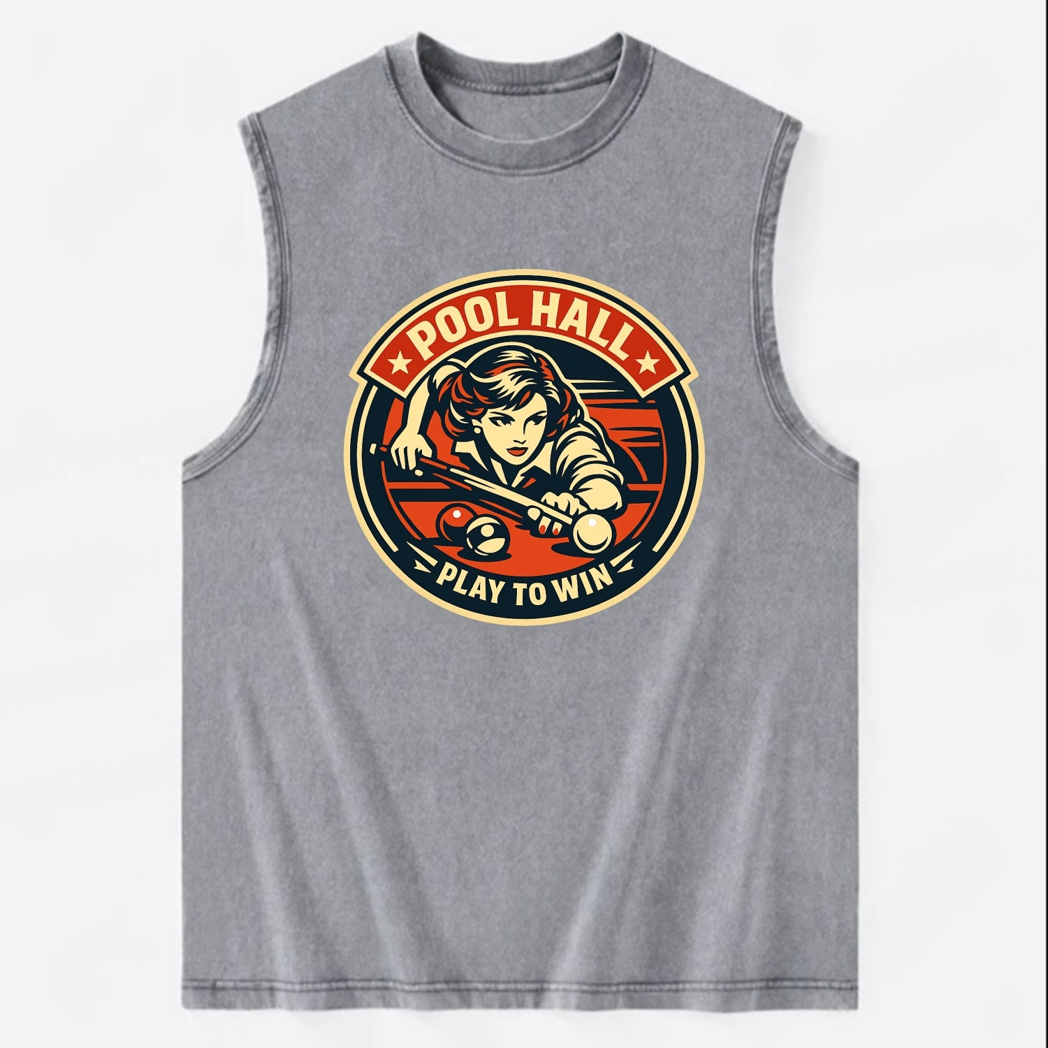 Cue Queen Emblem - Vintage Washed Tank - Grey