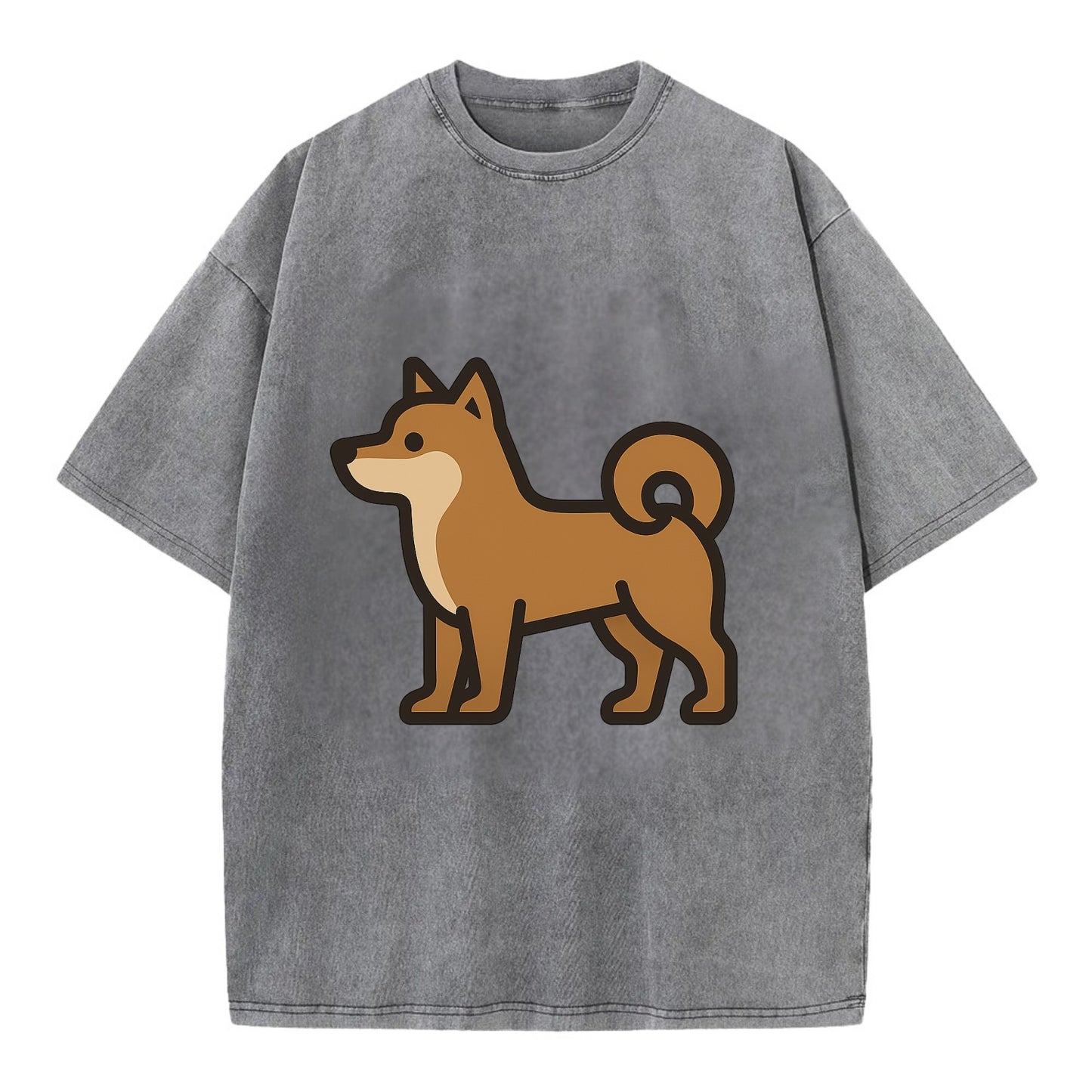 Shiba Inu - Red sesame flat side profile - Vintage T-shirt - Grey