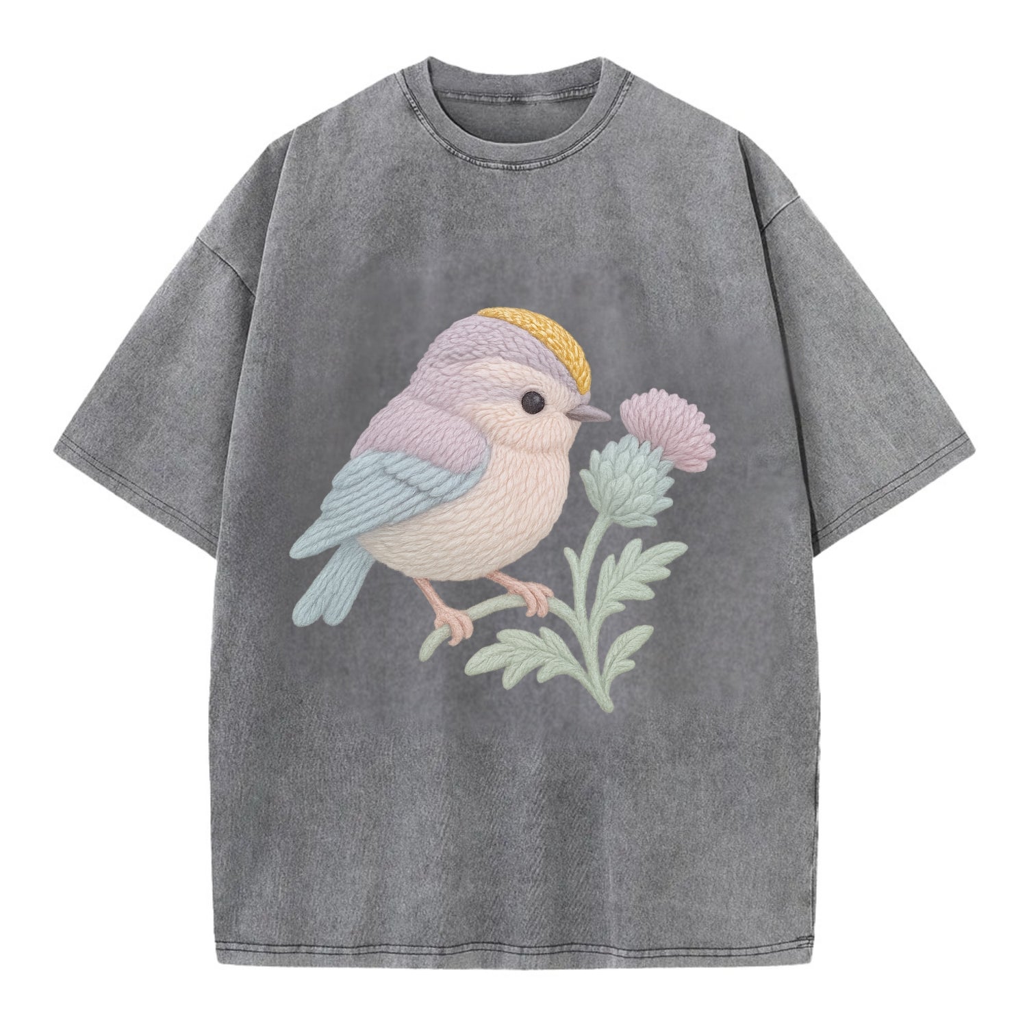 Firecrest Thistle Crown  - Vintage T-shirt - Grey