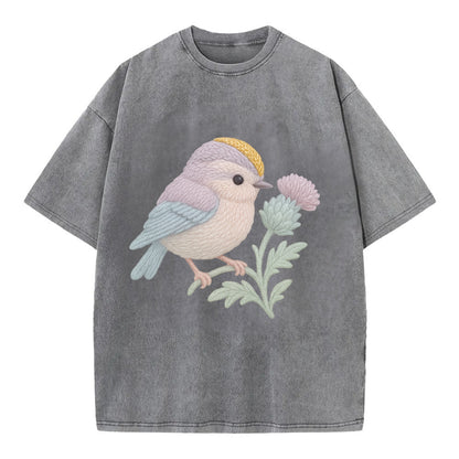 Firecrest Thistle Crown  - Vintage T-shirt - Grey