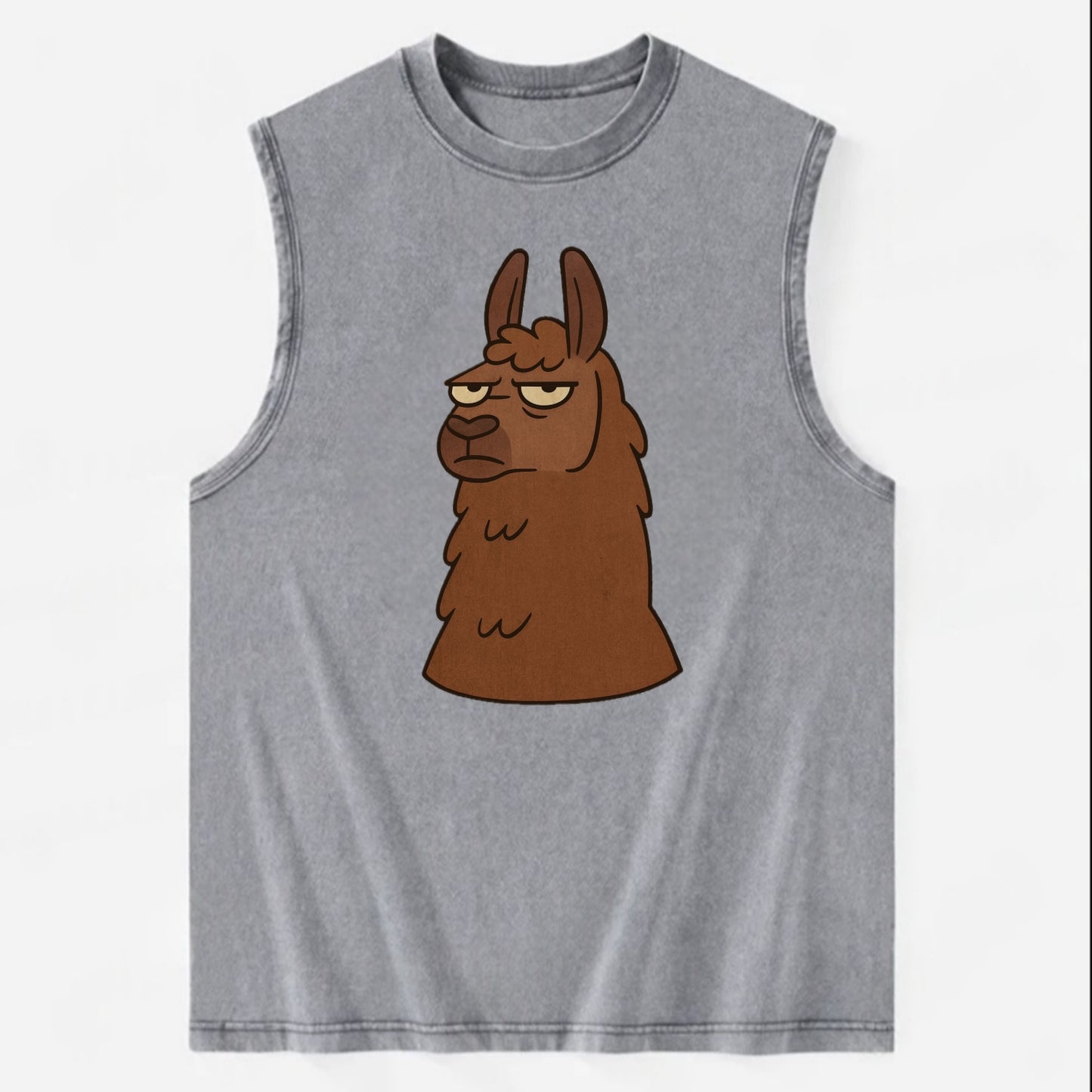 The Llama Judging Silently - Vintage Washed Tank - Grey