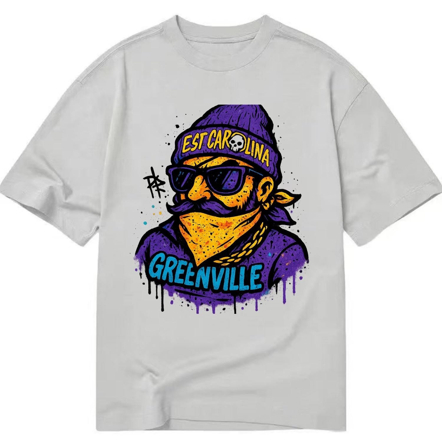 Greenville Pirate wearing East Carolina beanie with skull patch - Classic T-shirt - Grey