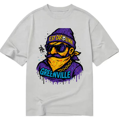 Greenville Pirate wearing East Carolina beanie with skull patch - Classic T-shirt - Grey