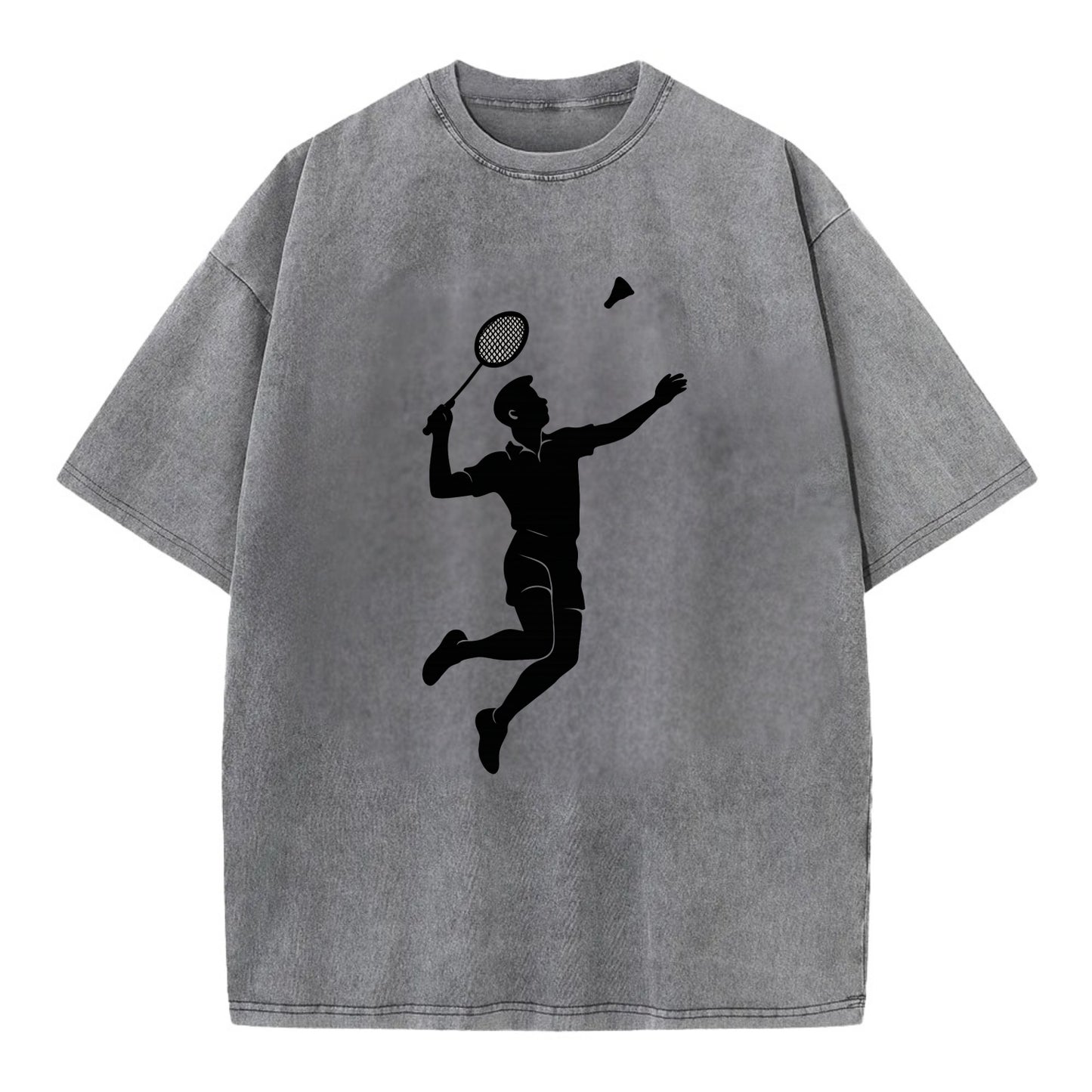 Badminton player jumping for a smash - Vintage T-shirt - Grey
