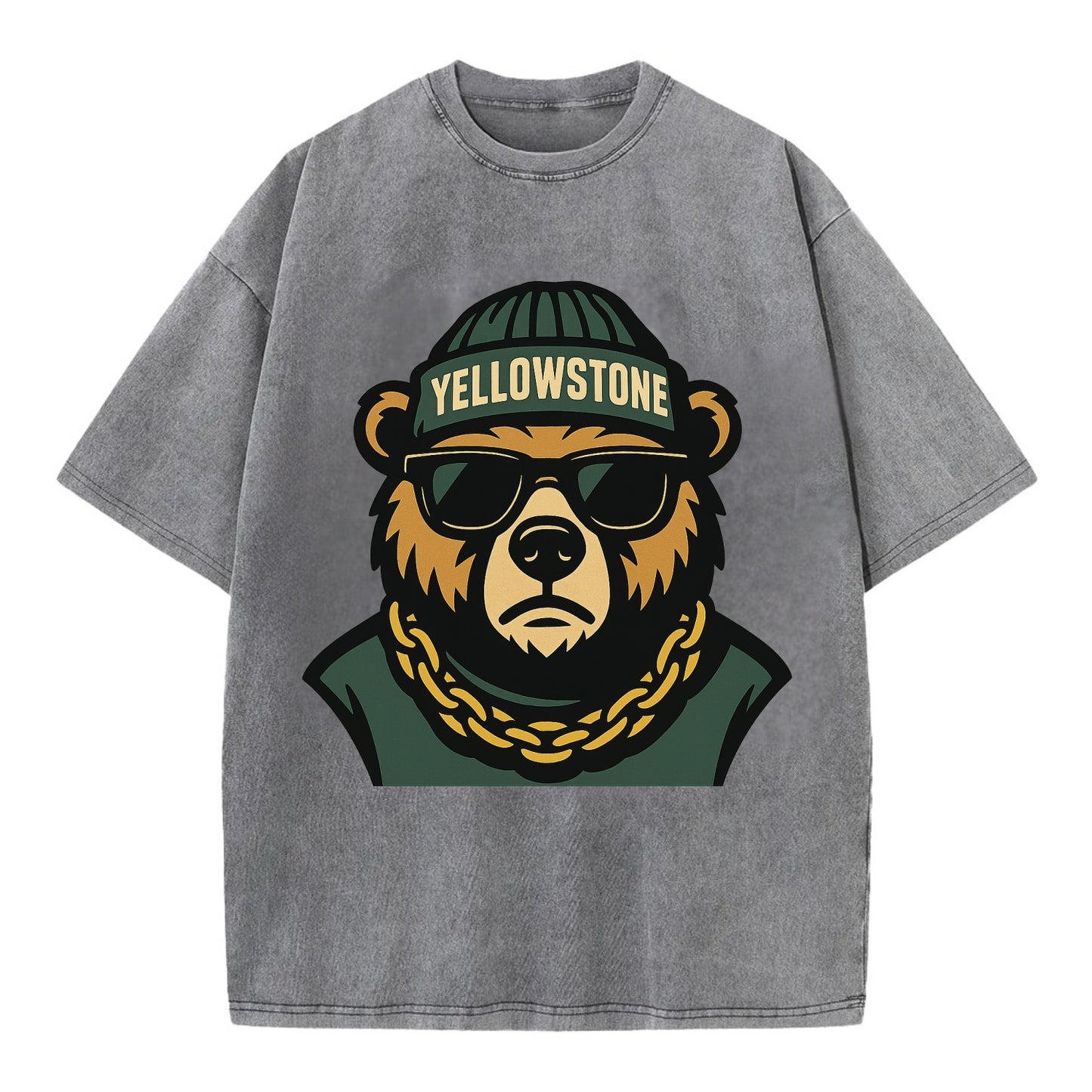 Yellowstone Bear - Vintage T-shirt - Grey