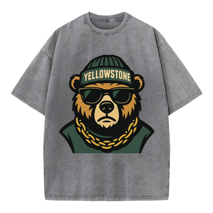 Yellowstone Bear - Vintage T-shirt - Grey