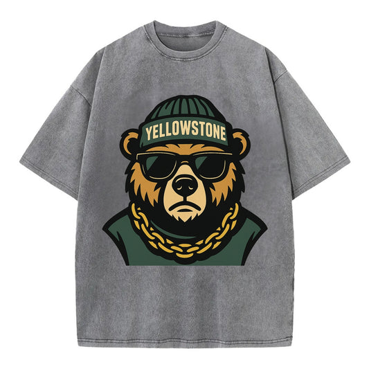 Yellowstone Bear - Vintage T-shirt - Grey
