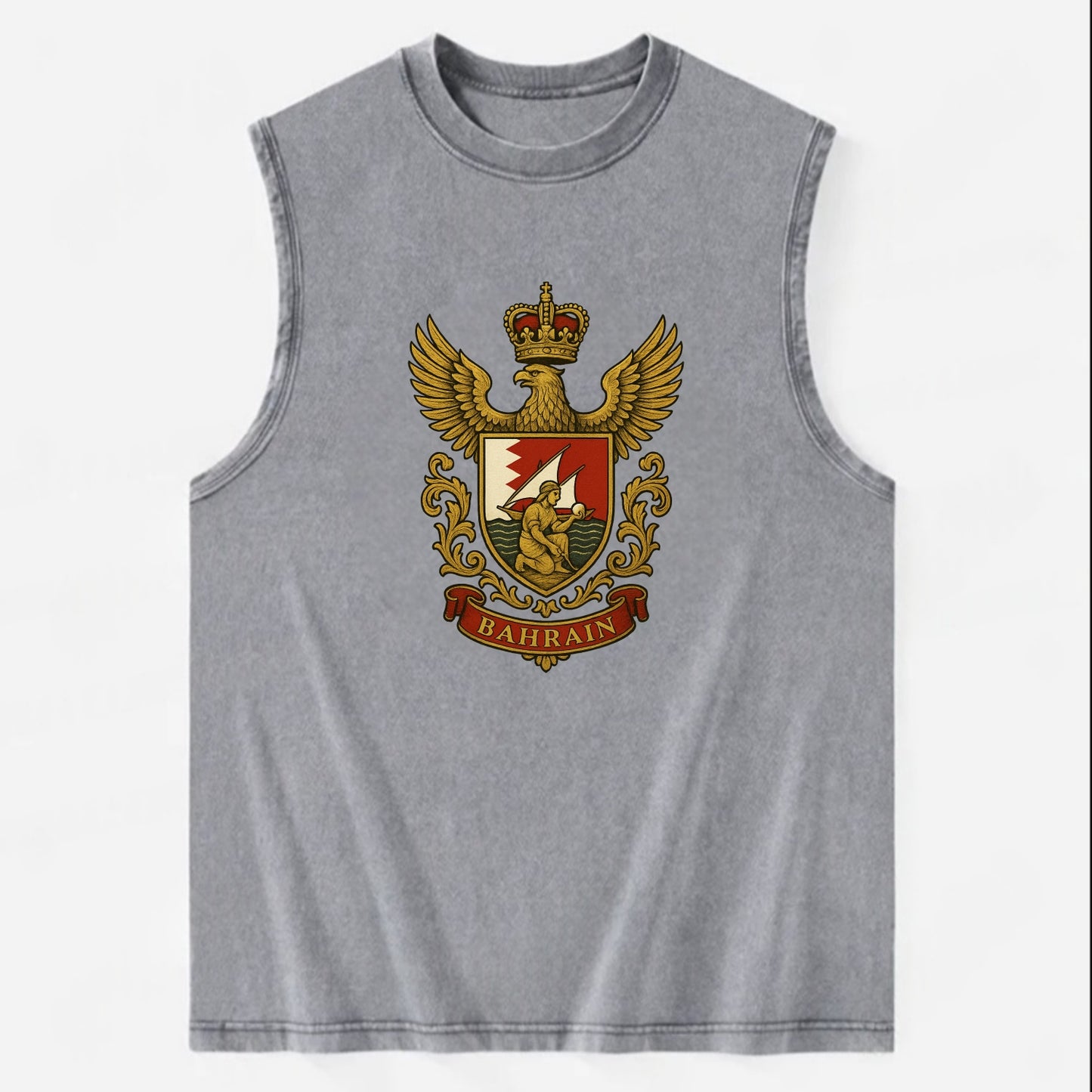 Bahrain Heritage Badge  - Vintage Washed Tank - Grey