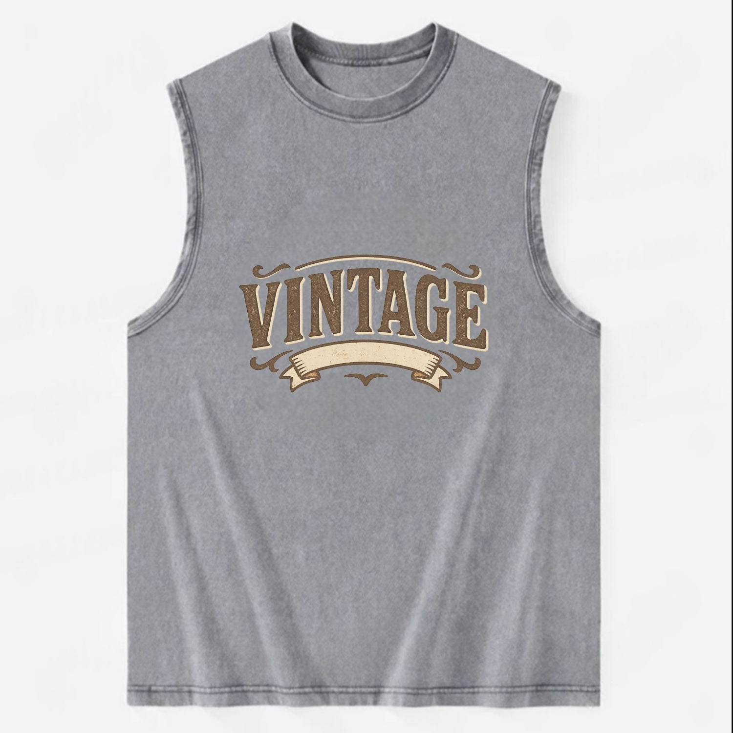 Bold typography design - "CENTERED" - aligned, focused, balanced within - Vintage Washed Tank - Grey