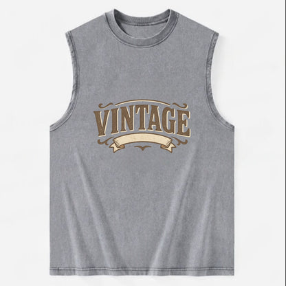 Bold typography design - "CENTERED" - aligned, focused, balanced within - Vintage Washed Tank - Grey