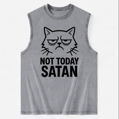 Monday Mood Cat - Vintage Washed Tank - Grey