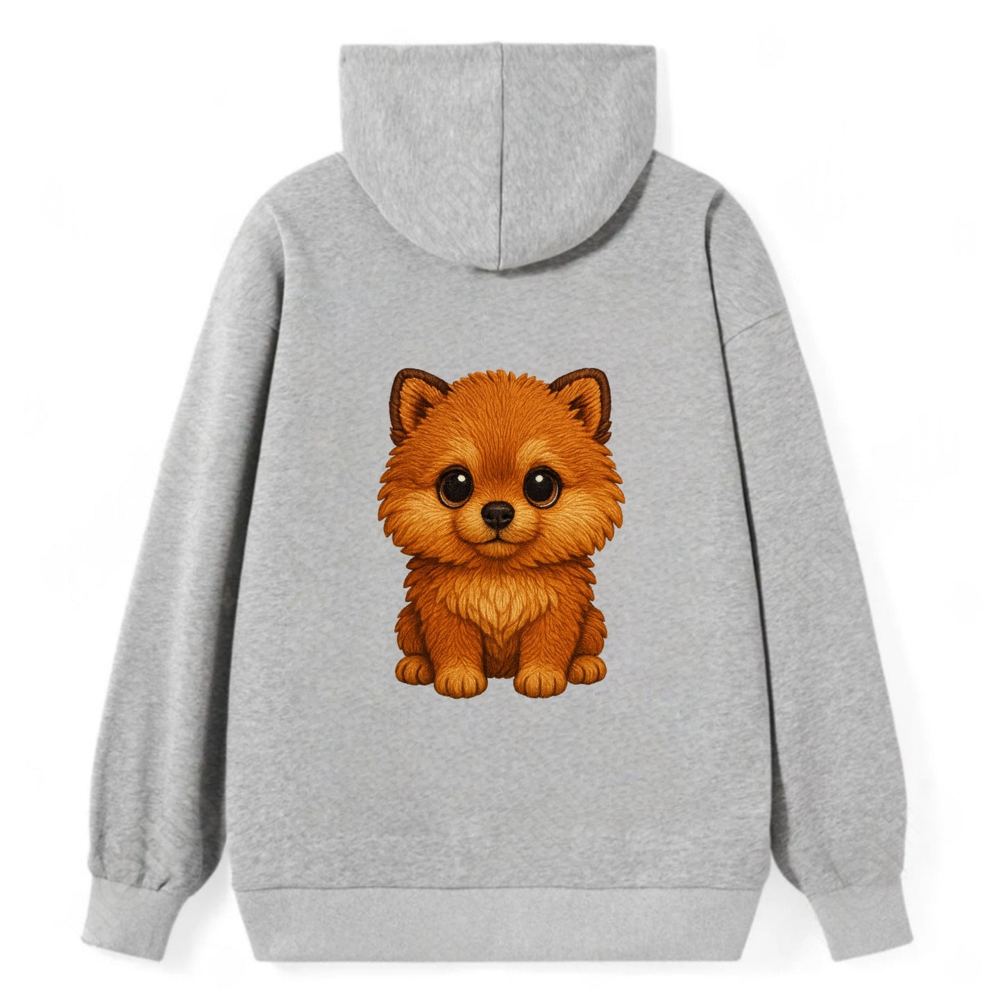 Baby Pomeranian Puppy - fluffy orange ball, fox face, tiny body, bright - Classic Pullover Hoodie - Grey