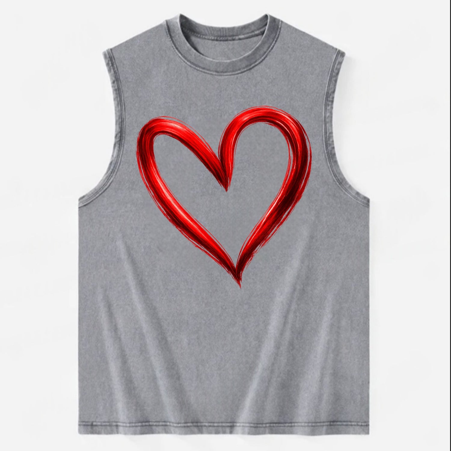 Love Heart - Vintage Washed Tank - Grey