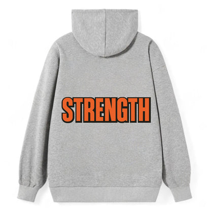 Bold typography design - "STRENGTH" - inner power, resilience, fortitude - Classic Pullover Hoodie - Grey