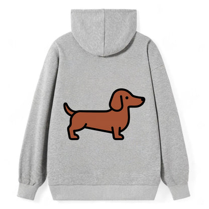 Dachshund - Red/brown smooth flat side profile - Classic Pullover Hoodie - Grey