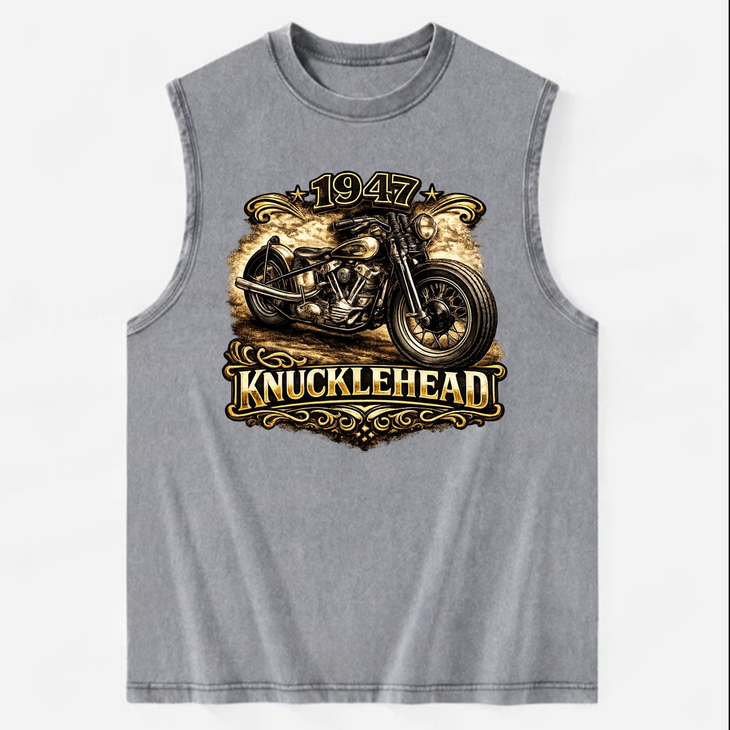 1947 Knucklehead Bobber - Vintage Washed Tank - Grey