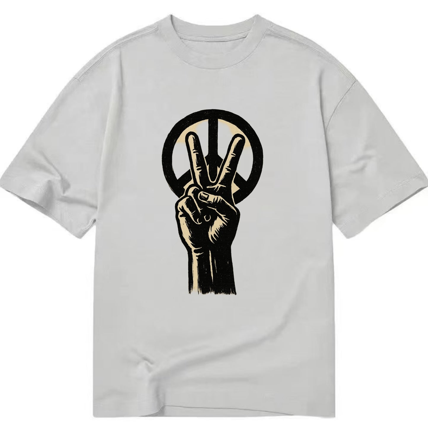 Peace sign hand gesture - anti-war movement ink brushstrokes - Classic T-shirt - Grey