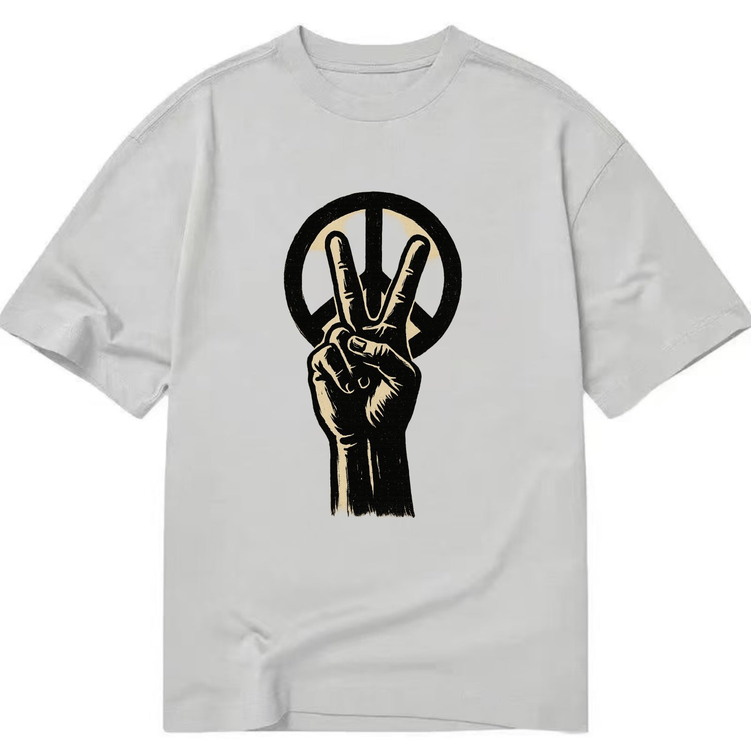 Peace sign hand gesture - anti-war movement ink brushstrokes - Classic T-shirt - Grey