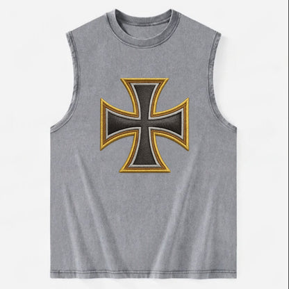 Teutonic Cross  - Vintage Washed Tank - Grey