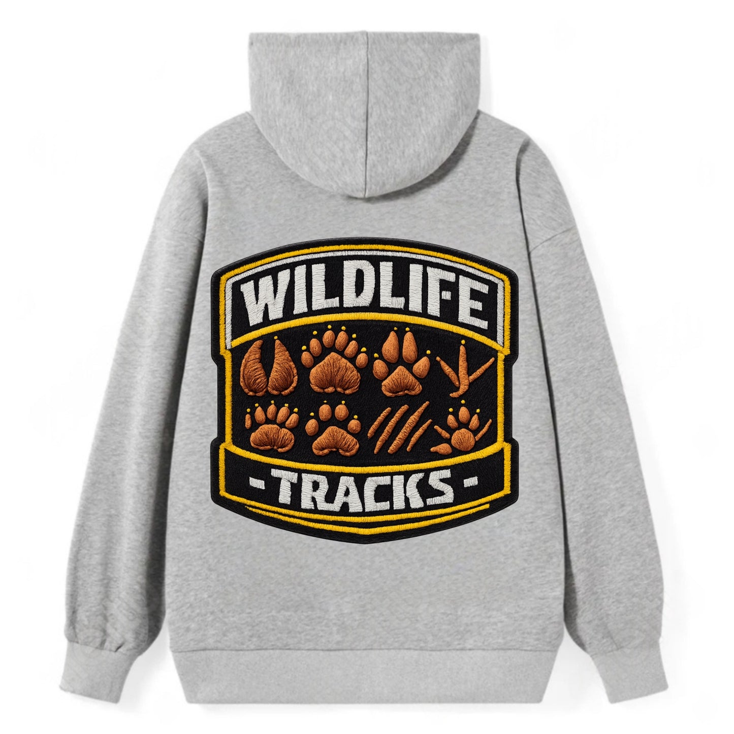 WILDLIFE TRACKS - animal footprints in brown , tracker - Classic Pullover Hoodie - Grey