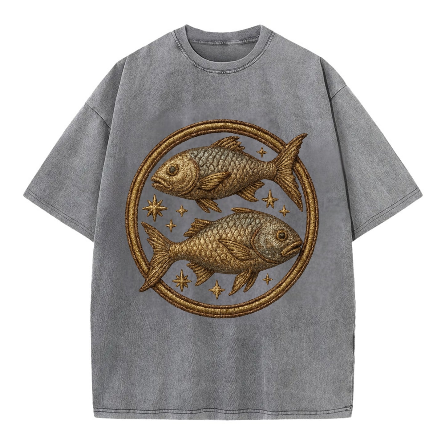 Pisces Fish  - Vintage T-shirt - Grey