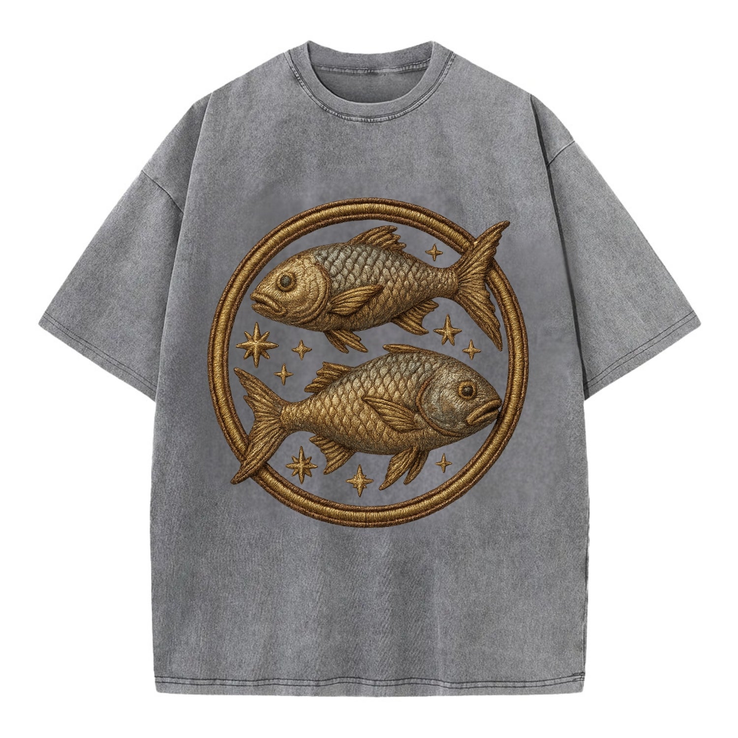Pisces Fish  - Vintage T-shirt - Grey