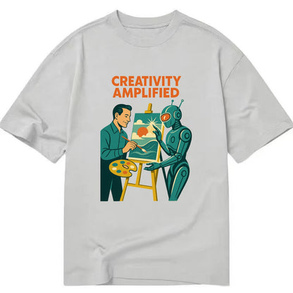 Artist and AI creating beautiful masterpiece together - "Creativity Amplified" - - Classic T-shirt - Grey