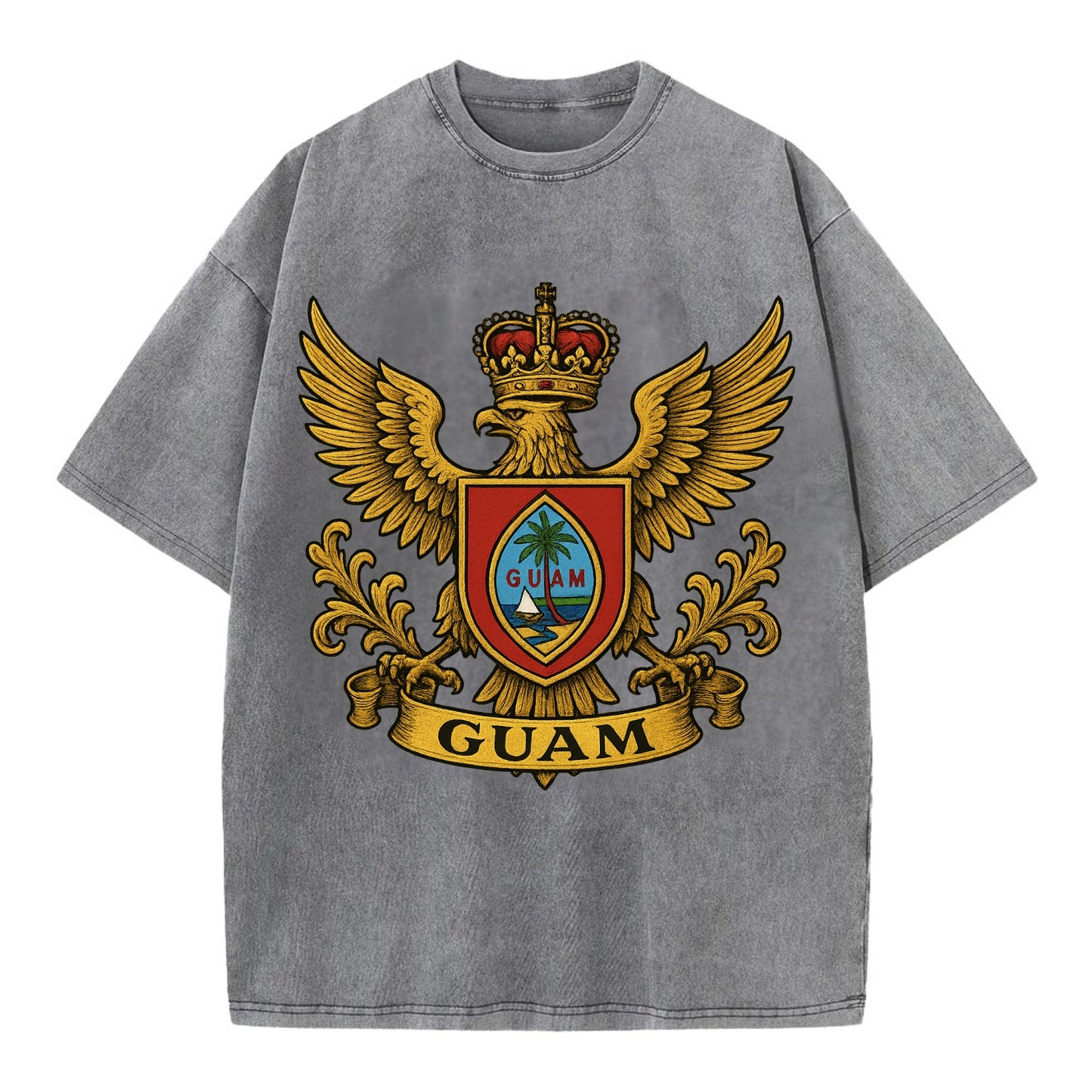 Guam Heritage Badge  - Vintage T-shirt - Grey