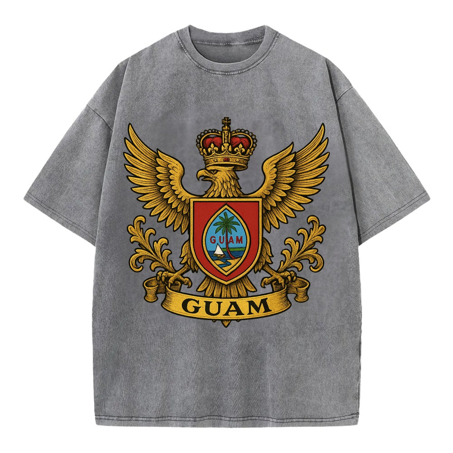 Guam Heritage Badge  - Vintage T-shirt - Grey