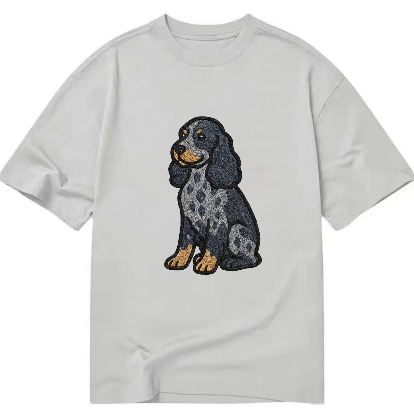 English Cocker Spaniel - Blue roan embroidered sitting pose - Classic T-shirt - Grey