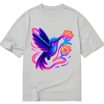 Hummingbird delivering miniature love letters tucked inside flower envelopes - Classic T-shirt - Grey