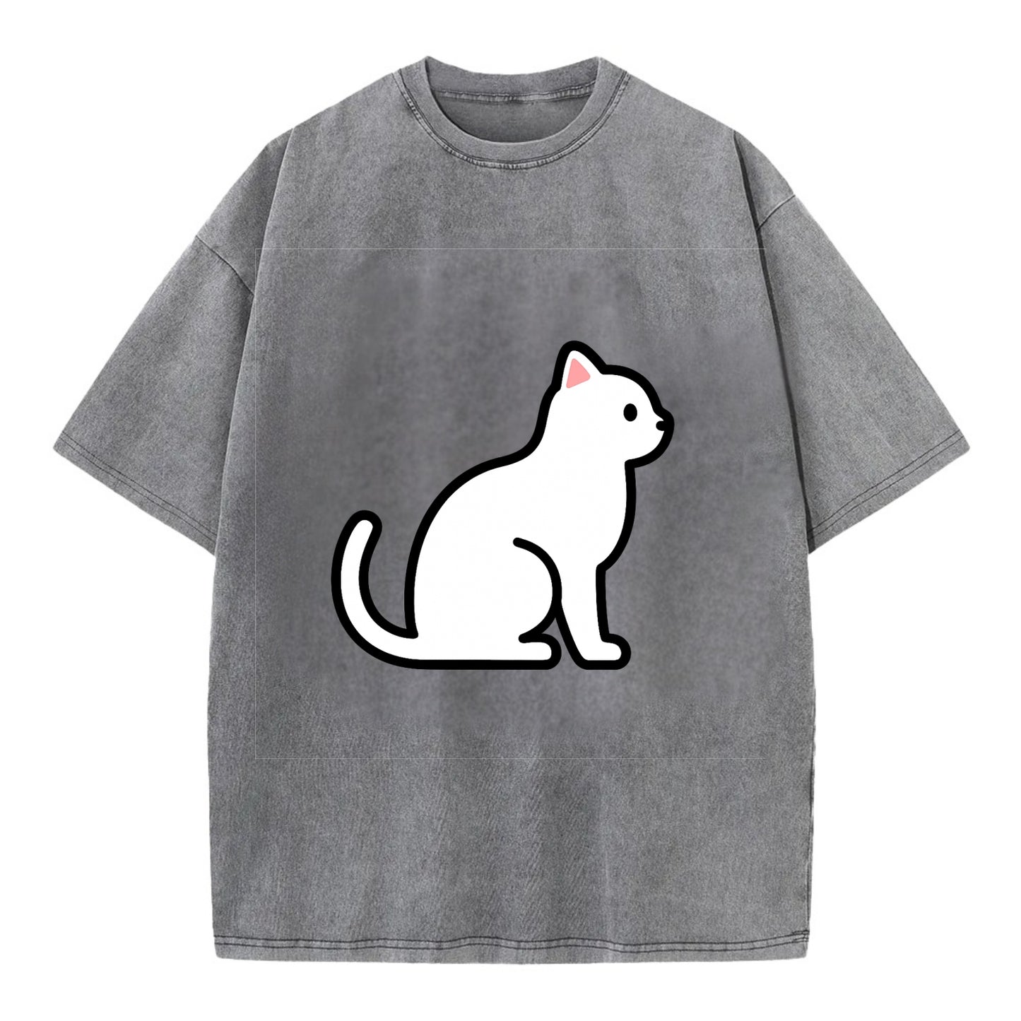 Domestic Shorthair - White classic flat side profile - Vintage T-shirt - Grey